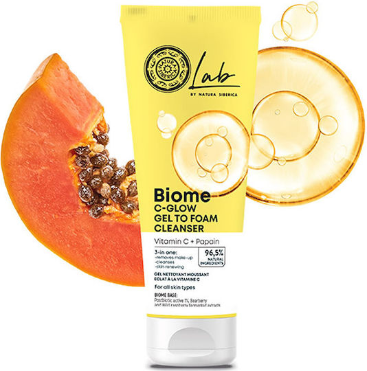 Natura Siberica Lab Biome Cglow Face Cleansing Gel for Brightening & Moisturizing Action 140ml