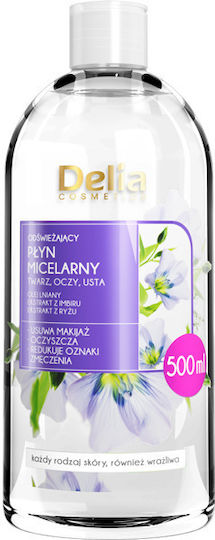 Delia Cosmetics Refreshing Micellar Wasser Gesichts- und Augen-Make-up-Entferner für Aufhellung 500ml