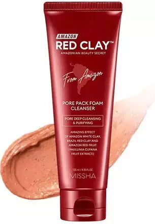 Missha Amazon Red Clay Gesichtsreiniger Schaumstoff für Kontrolle der Fettigkeit & Feuchtigkeitsspendende Wirkung 120ml