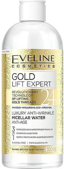 Eveline Gold Lift Expert Micellar Water Facial Makeup Remover with Anti-aging Action 500ml