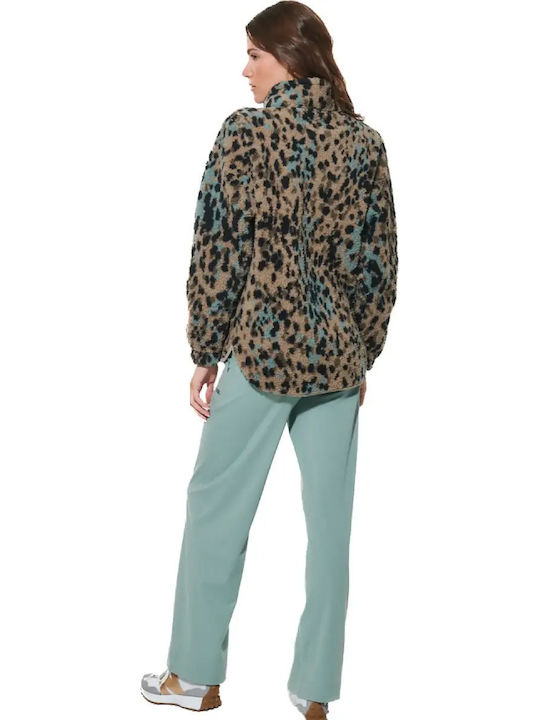 Γυναικεία Μπλούζα Sherpa Αμάνικη Animal Print Καφέ