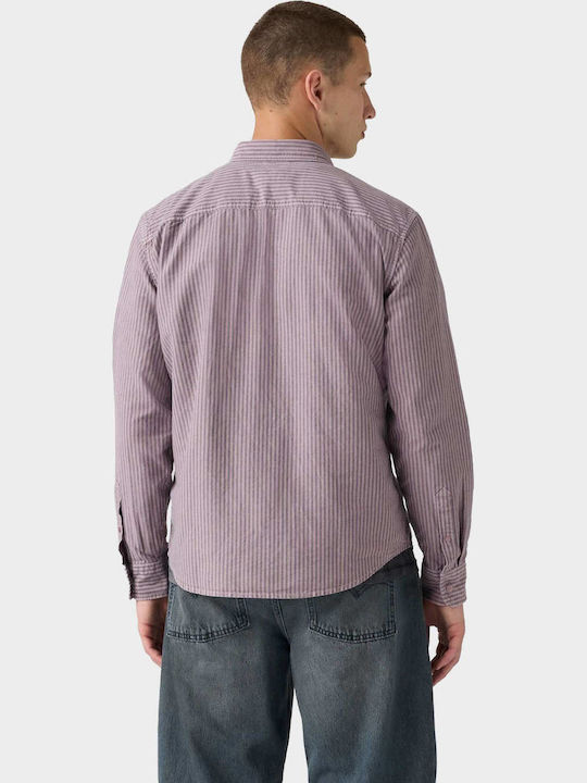 Authentic Cămașă cu Mâneci Lungi în Croială Regular cu Dungi Violet
