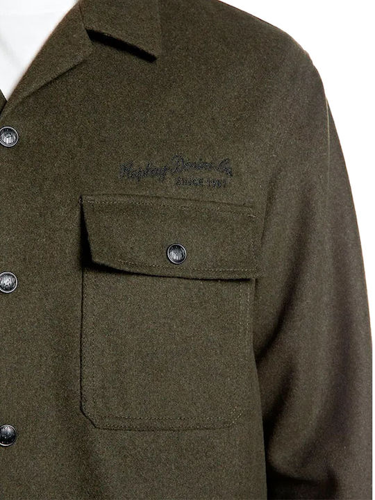 Дамско Overshirt с дълъг ръкав и стандартна кройка в цвят каки