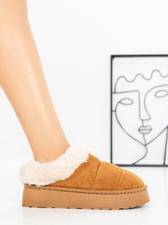 Damen Clogs Hausschuhe Braun