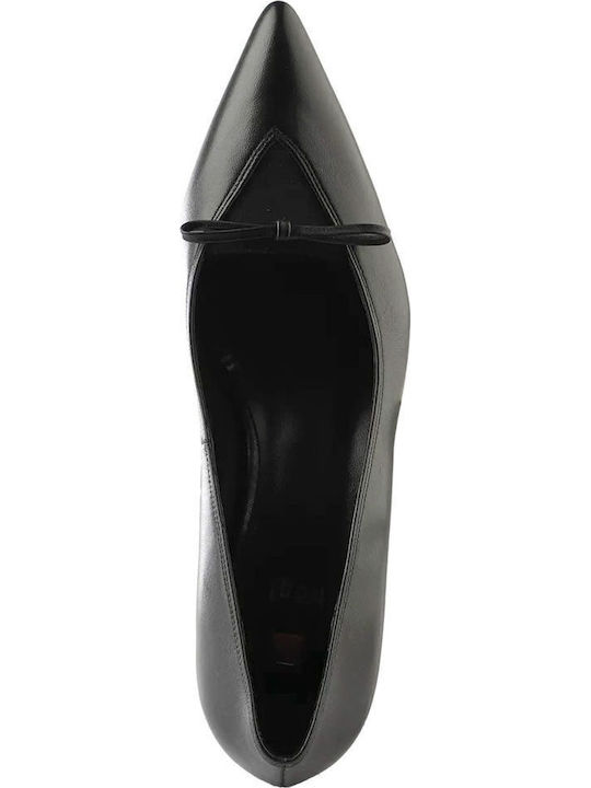 Leather Pumps with Mid Heel Black