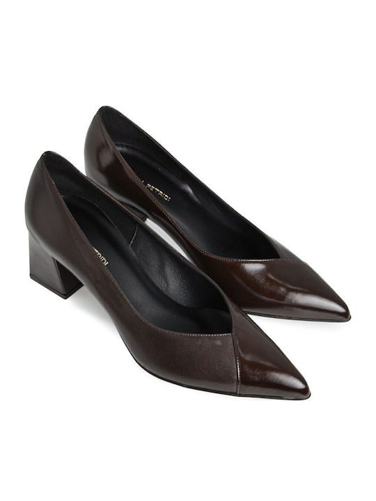 Leather Heels with Medium Heel Brown