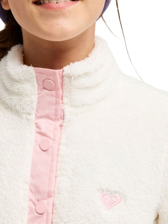 Fleece Kinder-Sweatjacke Whisper White Winter Flora