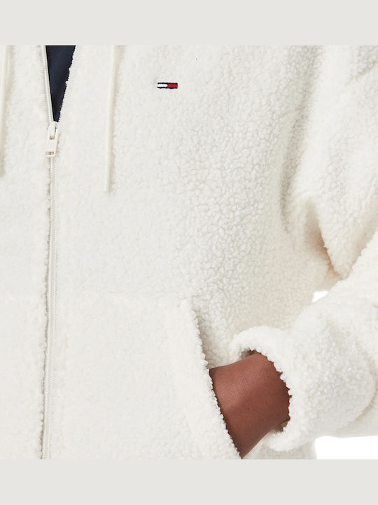Long Women's Zip-Up Cardigan Ecru