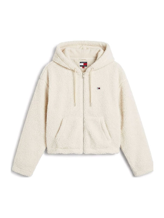 Long Women's Zip-Up Cardigan Ecru