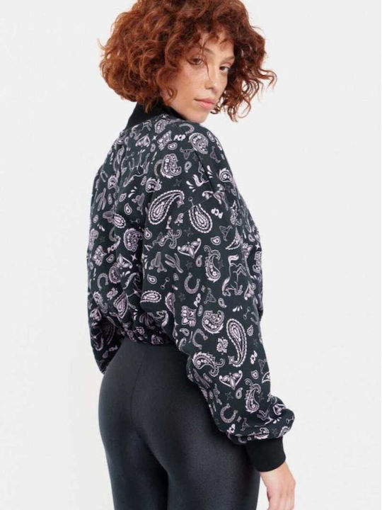 Women's Black Sweatshirt Cardigan