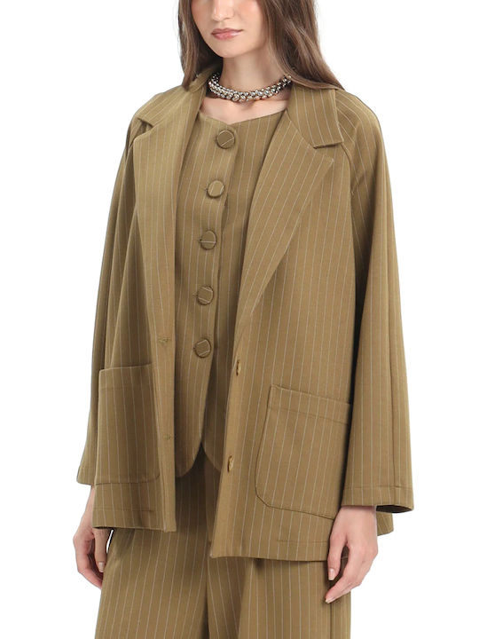 MY T Langer Damenblazer in Khaki