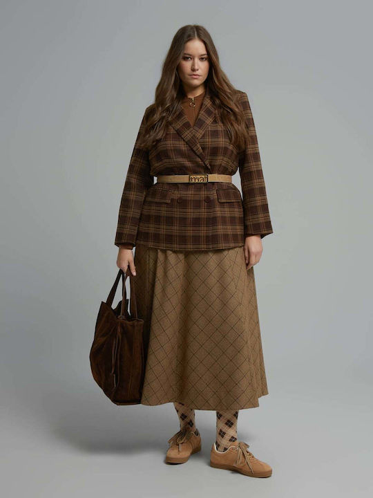 Mat Fashion Γυναικείο Σταυρωτό Σακάκι Καφέ Mat Fashion Γυναικείο Σταυρωτό Σακάκι Καφέ