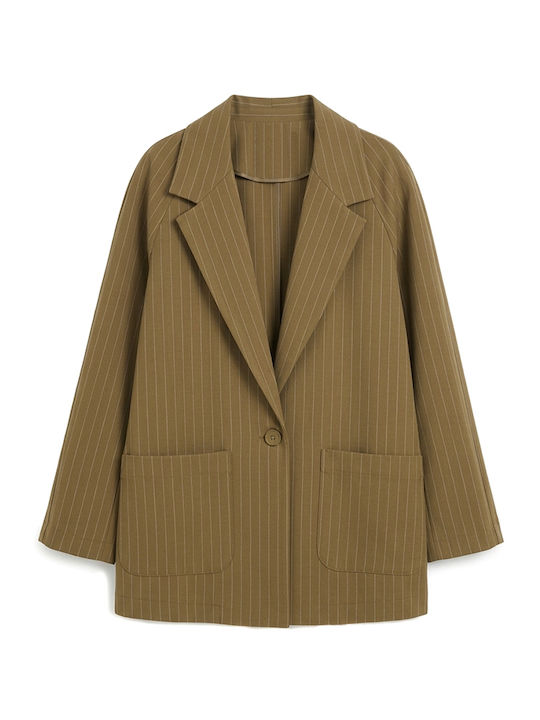 MY T Langer Damenblazer in Khaki