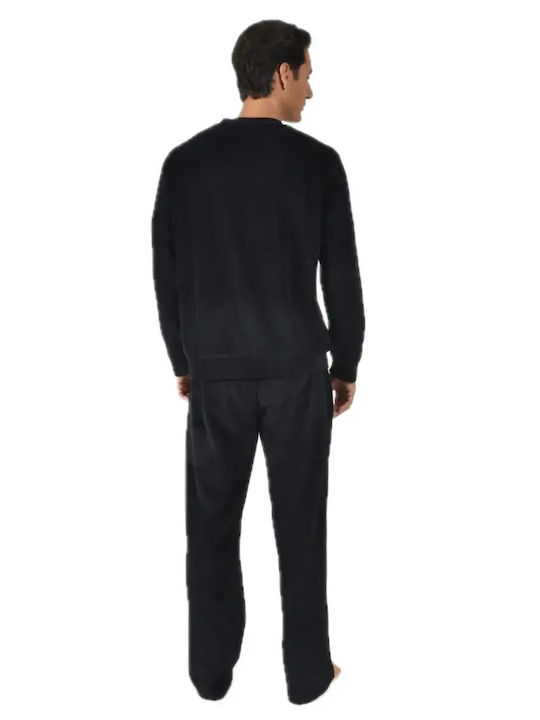 Guy Laroche Pijama bărbătească de iarnă din bumbac neagră Guy Laroche Pijama bărbătească de iarnă din bumbac neagră