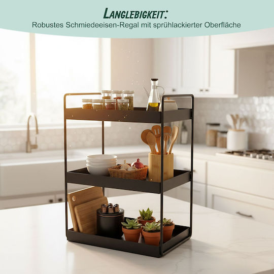 Relaxdays Tabletop Metal Stand 44x18x26 cm Black