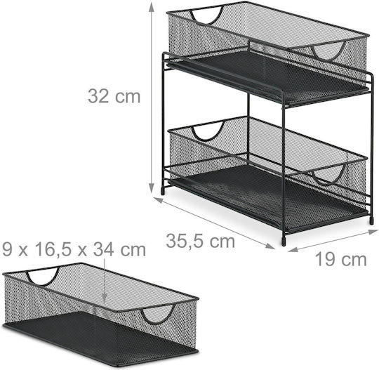 Relaxdays Metallregal Für Den Schrank 19x35,5x32 cm Schwarz