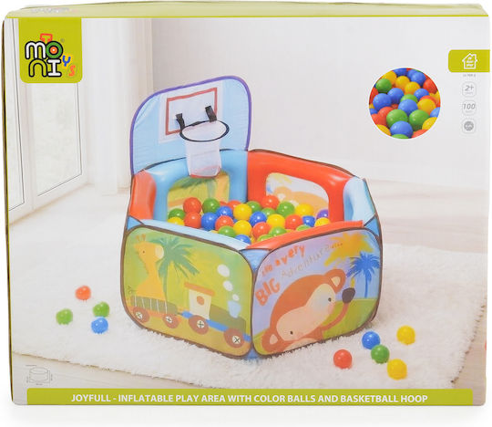 Moni Piscină cu Bile Joyfull cu Coș de Baschet Multicoloră pentru Copii de la 2 Ani