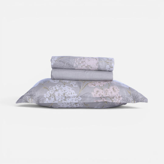 Nef-Nef Homeware Darling Super-Double Fitted Bed Sheet Set 160x200+35cm Grey (4pcs)