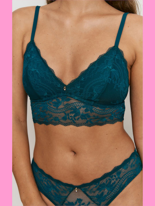 Promise Lace Bralette Underwear Set with Brazilian Bottom Green