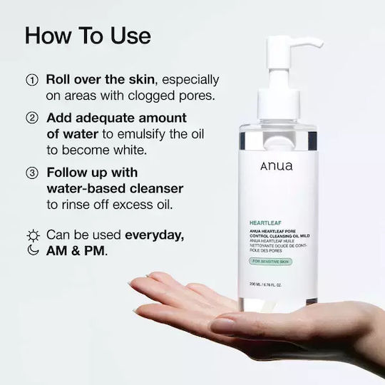 Anua Heartleaf Pore Control Facial Cleansing Oil with Antioxidant & Oil Control Action 200ml