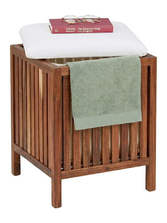 Relaxdays Καλάθι Απλύτων Ξύλινο με Καπάκι 40x40x50cm Λευκό