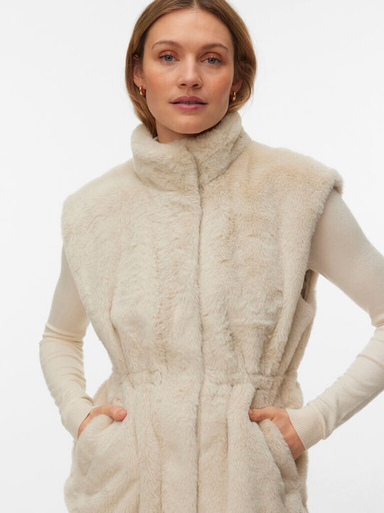 Sleeveless Short Women's Beige Fur
