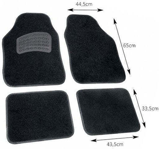 Set Front and Back Universal Car Mats 4 Pieces Black