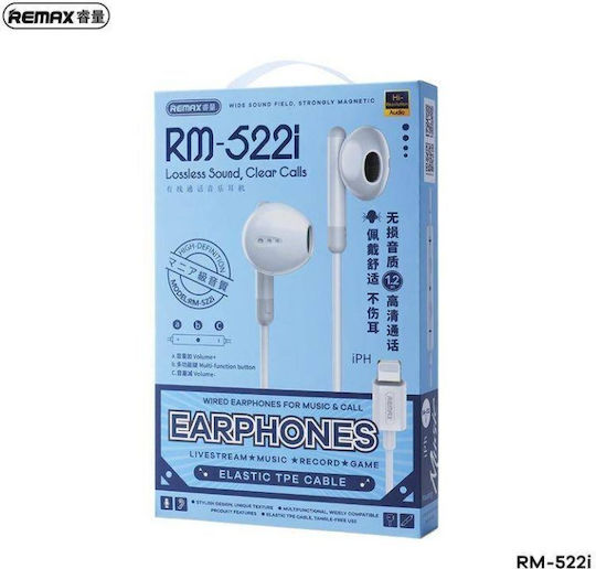 Remax RM-522i Earbuds Handsfree με Βύσμα Lightning Λευκό