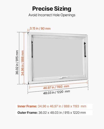 Vevor Food Truck Service Window 1220x915 Mm Aluminum Frame Awning Cgdck4836nchkgm89001v0