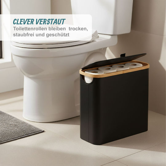 Relaxdays Floor-Standing Plastic Toilet Paper Holder Black 4052025854331