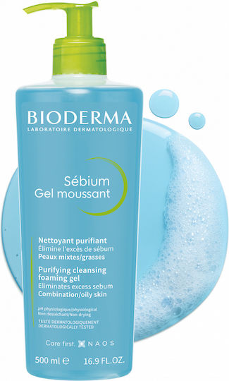 Bioderma Sebium Gel Moussant Purifying Cleansing Gel for Oily Skin with Acne Prone Tendency Face and Body