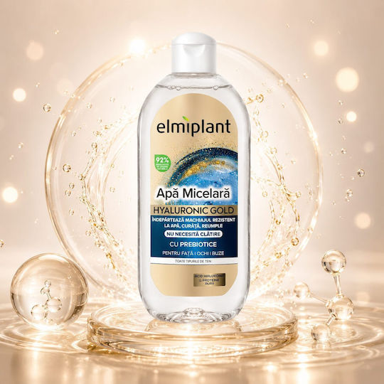 Elmiplant Apă Micelară cu Acid Hialuronic pentru Demachierea Feței, Ochilor și Buzelor 400 ml