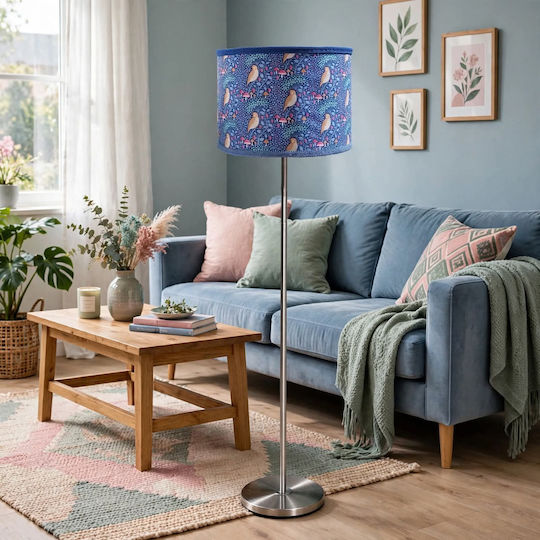 Oxygen Blue Stripes Floor Lamp with Lamp Bulb Base for E27 Blue