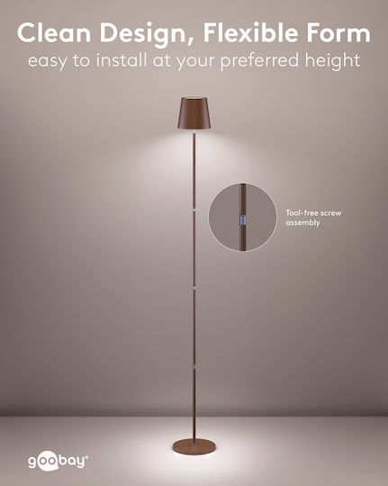 Goobay LED Floor Lamp H122cm with RGBW Light 220lm Copper