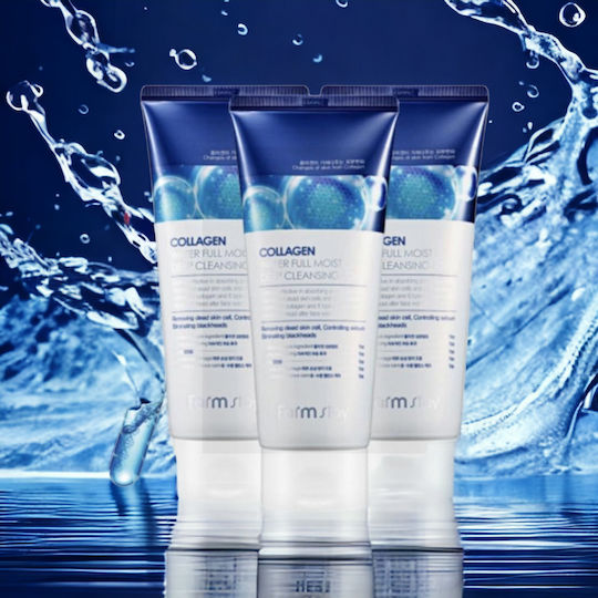 Farm Stay Collagen Water Full Feuchtigkeits- und Aufhellungswirkung Gesichtsreiniger Schaumstoff 180ml
