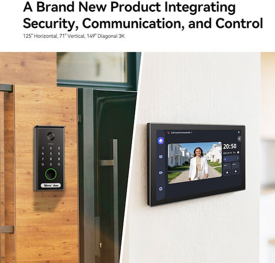 Imou Vdp7 Smart Wi-Fi 6 Dual-Band 2.4/5 GHz 2-Wire Home Intercom Camera 5MP 3K AI 7″ Touchscreen Display