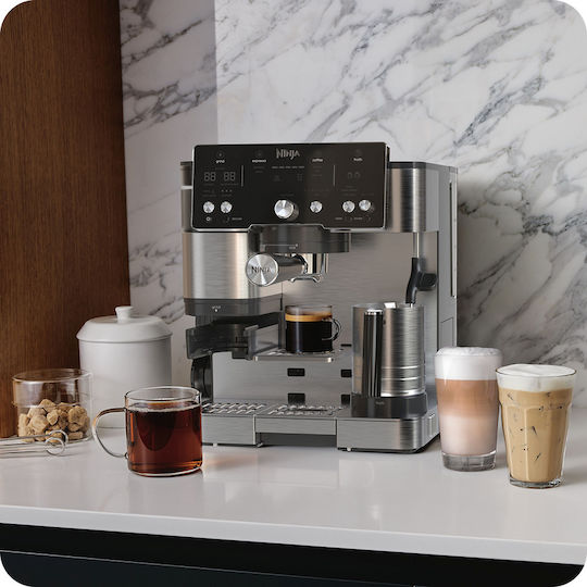 Luxe Cafe Espressor Automat 1650W cu Presiune de 15 bari și Râșniță Argintie ES352EU