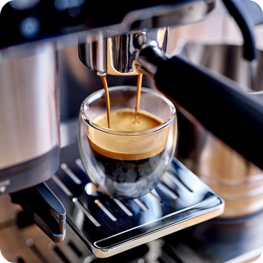 Luxe Cafe Espressor Automat 1650W cu Presiune de 15 bari și Râșniță Argintie ES352EU