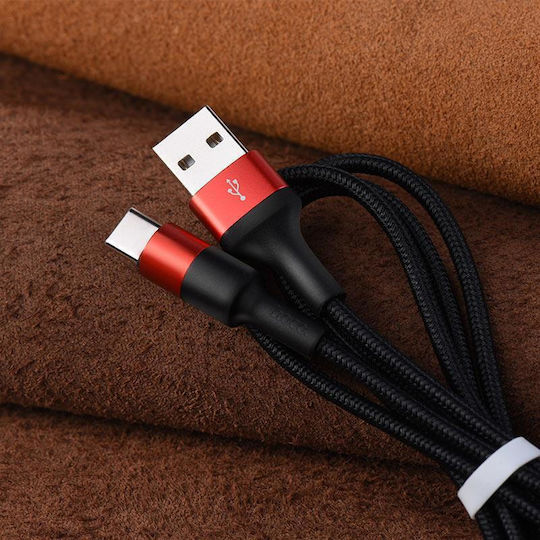Hoco X26 Braided Cable USB-C male - USB-A Μαύρο 1m 1044
