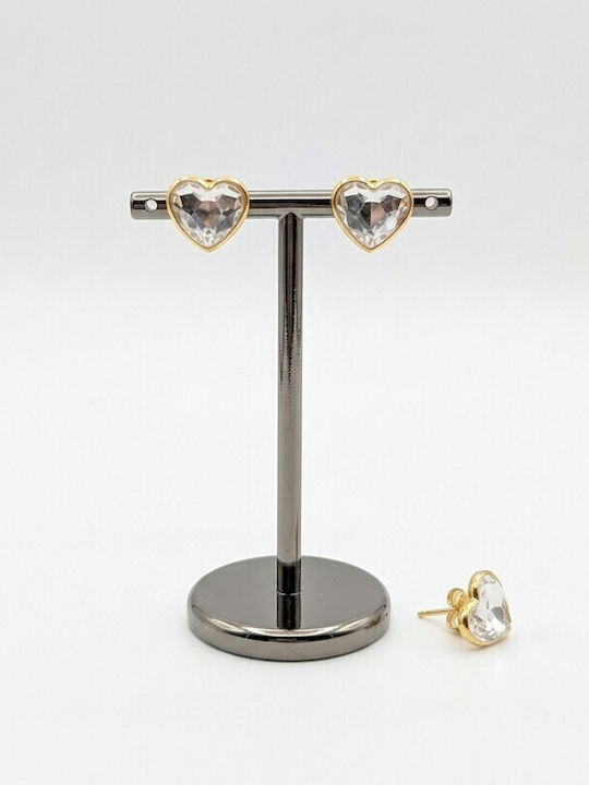 Sk3571 Ασημένια Επιχρυσωμένα Σκουλαρίκια 925° «sparkling Heart» Με Πέτρα Zircon Grekas Jewelry
