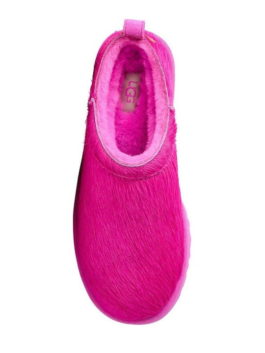 Classic Micro Calf Hair Leder Damen-Stiefeletten Fuchsie