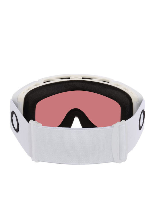Oakley Snow Mască de schi și snowboard pentru adulți, albă cu lentilă roșie