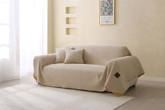 Beauty Home 8833 Sesselüberwurf aus Chenille 175 x 180 cm Beige