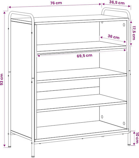 Кафяв Дървен Шкаф за Обувки Д76xШ36,5xВ93 cm