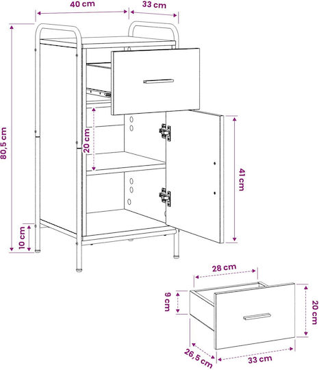 Wooden Sideboard with Drawers Brown 97x33x81 cm