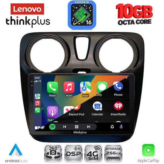 Lenovo Auto-Audiosystem für BMW X2 / X6 und Dacia Dokker 2012–2022 (Bluetooth/USB/WiFi/GPS/Apple CarPlay/Android Auto) mit 9-Zoll-Touchscreen
