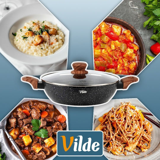 Vilde Granitica Aluminiumpfanne mit Deckel und Steinbeschichtung 28 cm