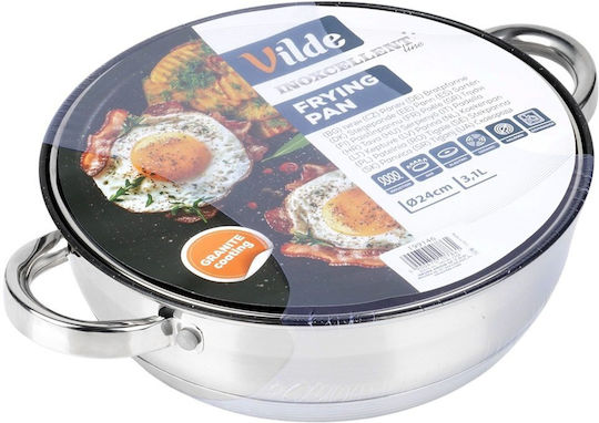 Vilde Inoxcellent Bratpfanne aus Edelstahl mit Deckel 24 cm