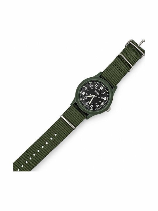 Women's 41mm Battery-Powered Watch with Green Fabric Strap