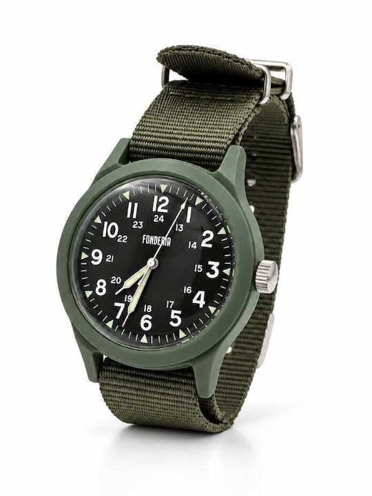 Women's 41mm Battery-Powered Watch with Green Fabric Strap
